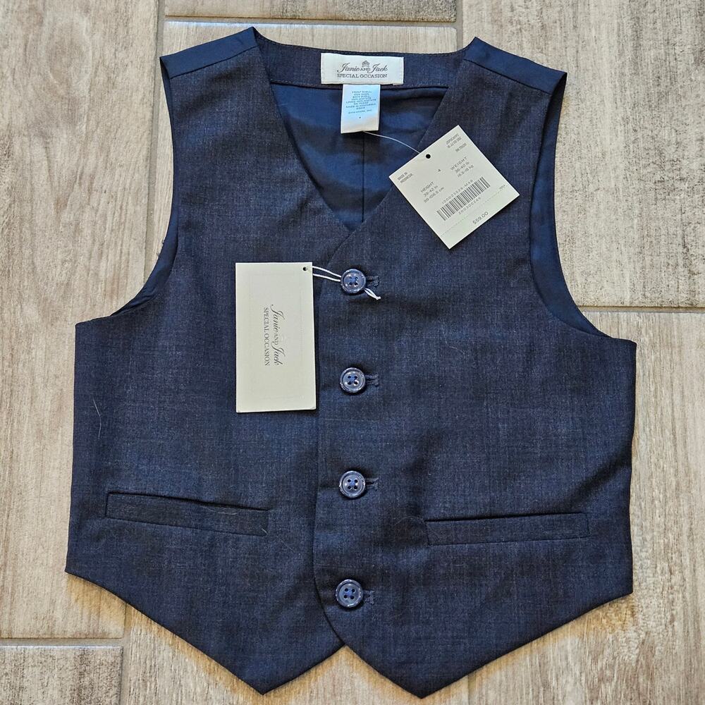Janie and Jack Wool Dress Vest Boys Size 4 Formal Special Occasion Wedding NEW - Picture 1 of 9